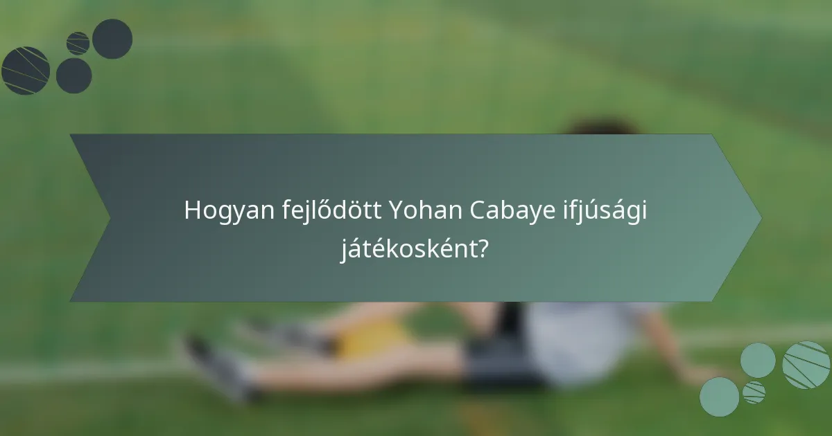 Hogyan fejlődött Yohan Cabaye ifjúsági játékosként?