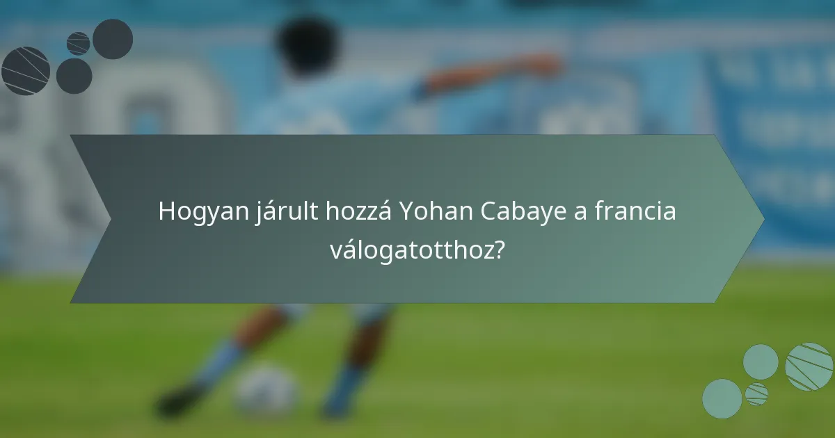 Hogyan járult hozzá Yohan Cabaye a francia válogatotthoz?