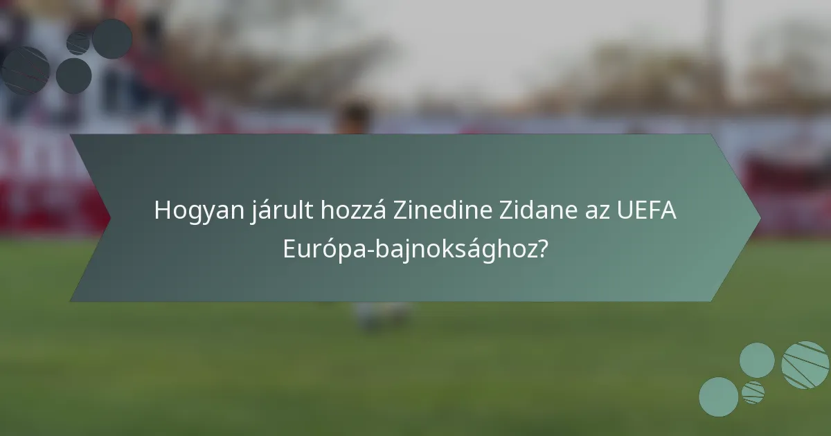 Hogyan járult hozzá Zinedine Zidane az UEFA Európa-bajnoksághoz?