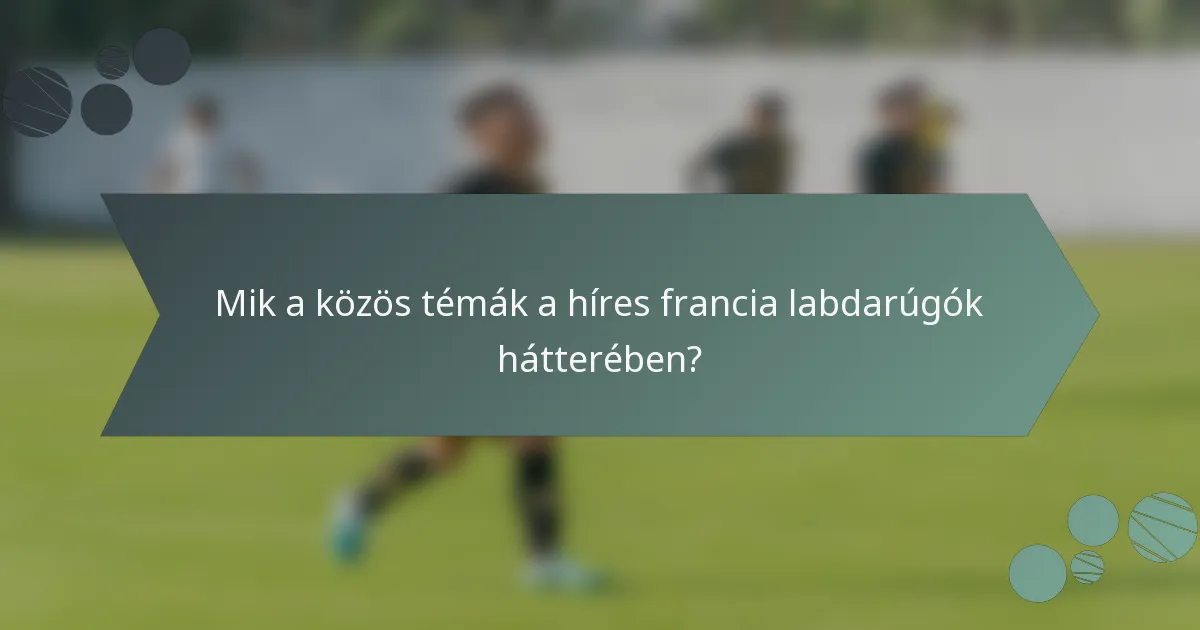 Mik a közös témák a híres francia labdarúgók hátterében?