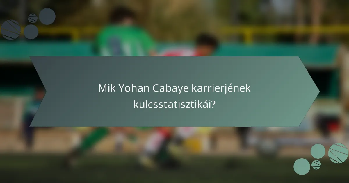 Mik Yohan Cabaye karrierjének kulcsstatisztikái?
