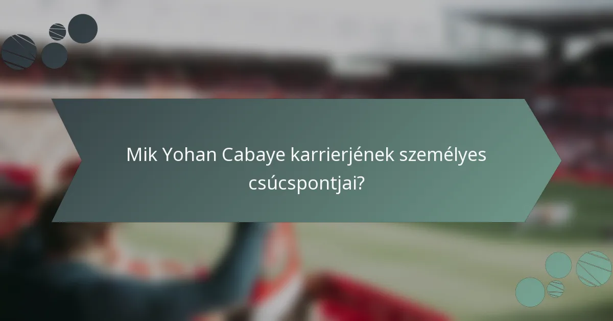 Mik Yohan Cabaye karrierjének személyes csúcspontjai?