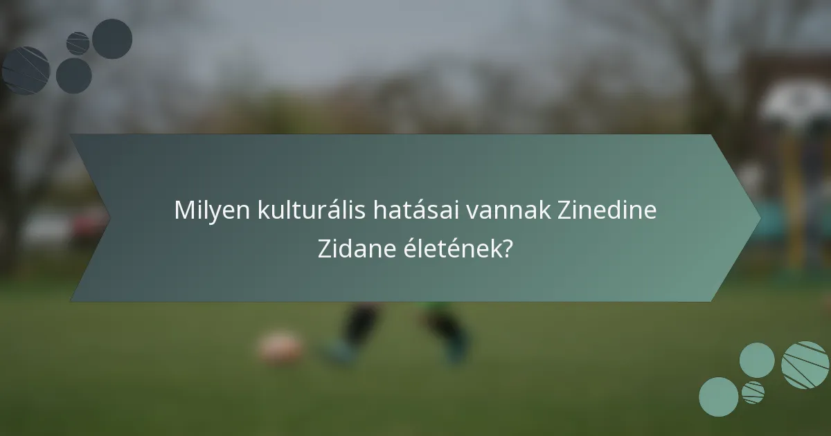 Milyen kulturális hatásai vannak Zinedine Zidane életének?
