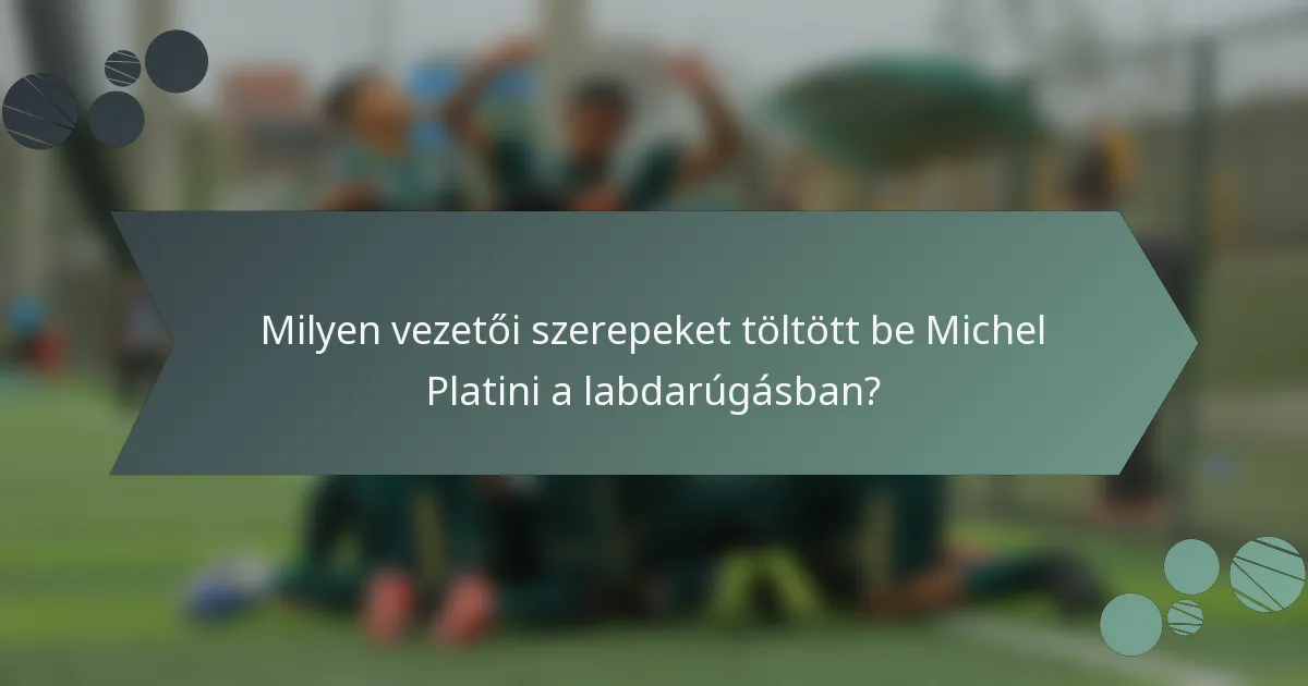 Milyen vezetői szerepeket töltött be Michel Platini a labdarúgásban?